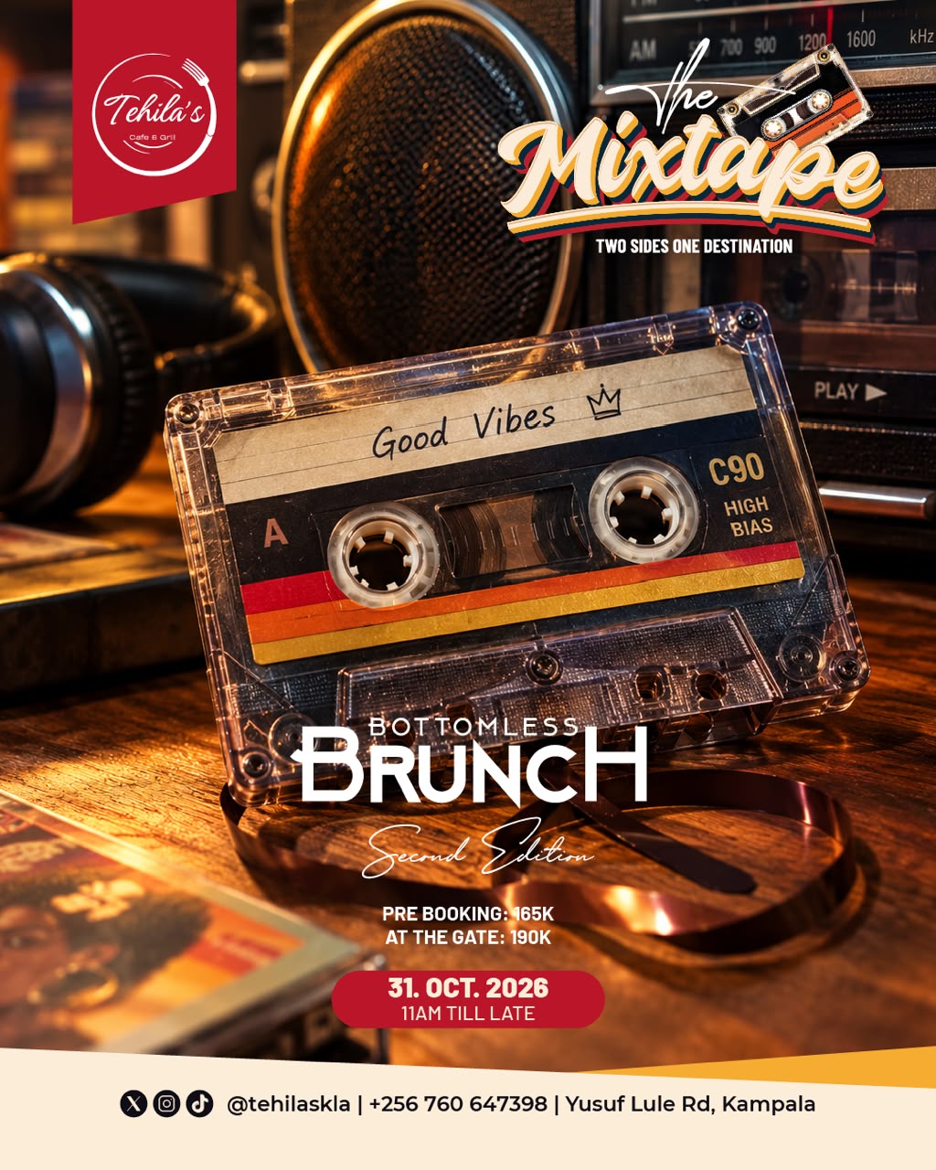 The Mixtape Bottomless Brunch returns to Tehila’s Café & Grill on October 31, 2026, with an all-day experience from 11am till late.